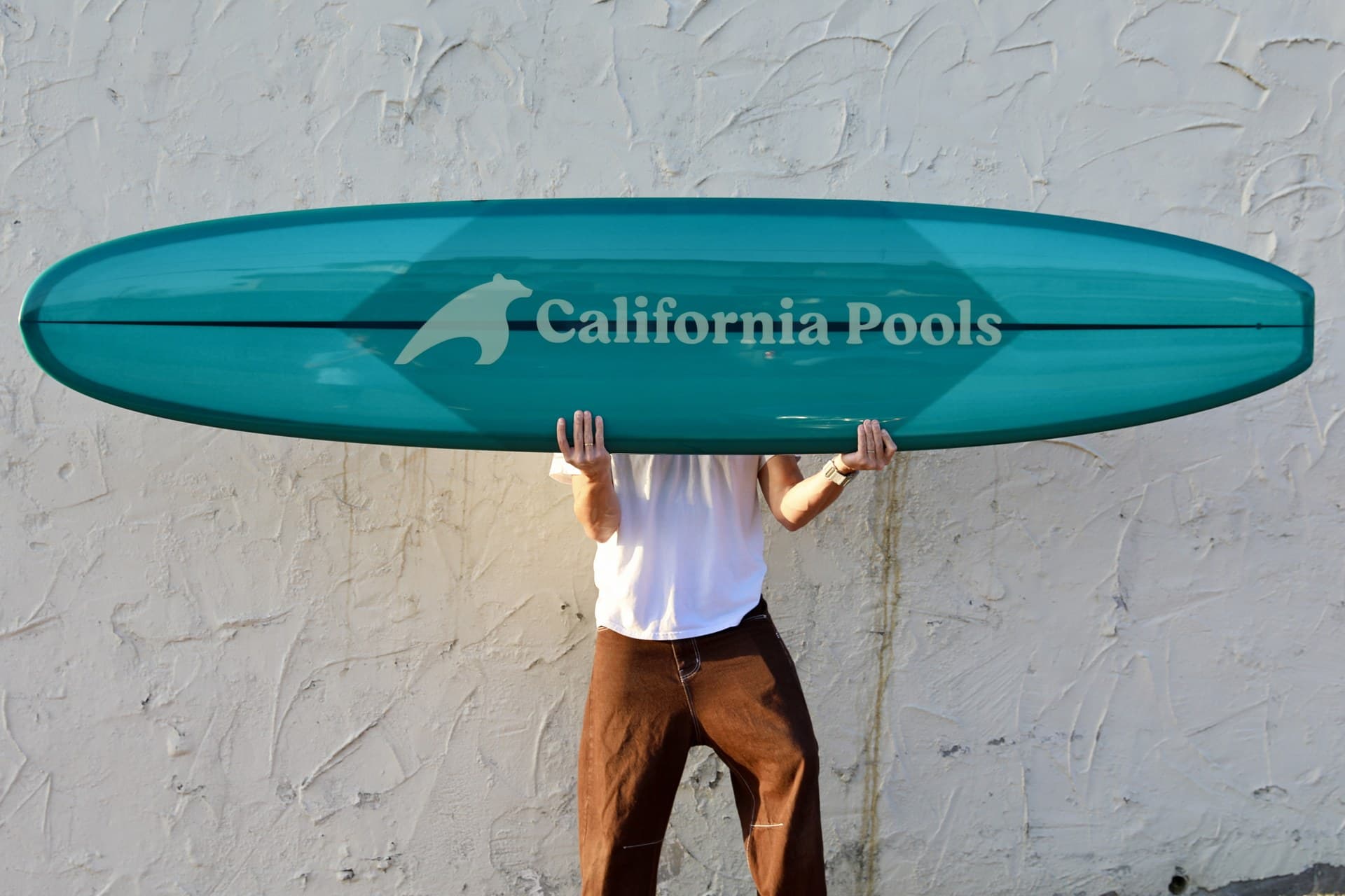 Custom Lundquist surfboard with a big wedge stringer