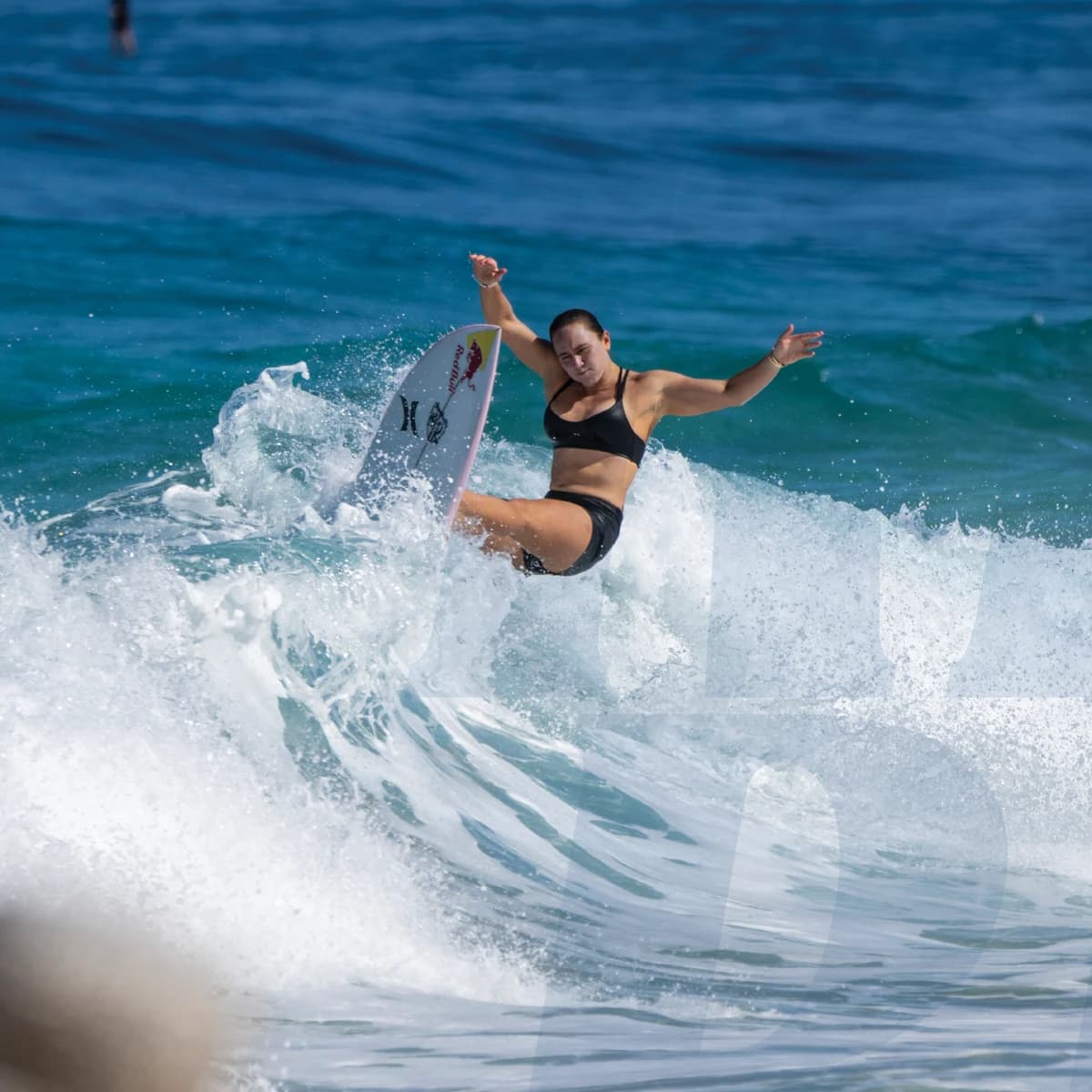 FCS FCS II Carissa Moore Signature Tri Fin Set (LRG / PC + AirCore / Blue/Black) photo 2
