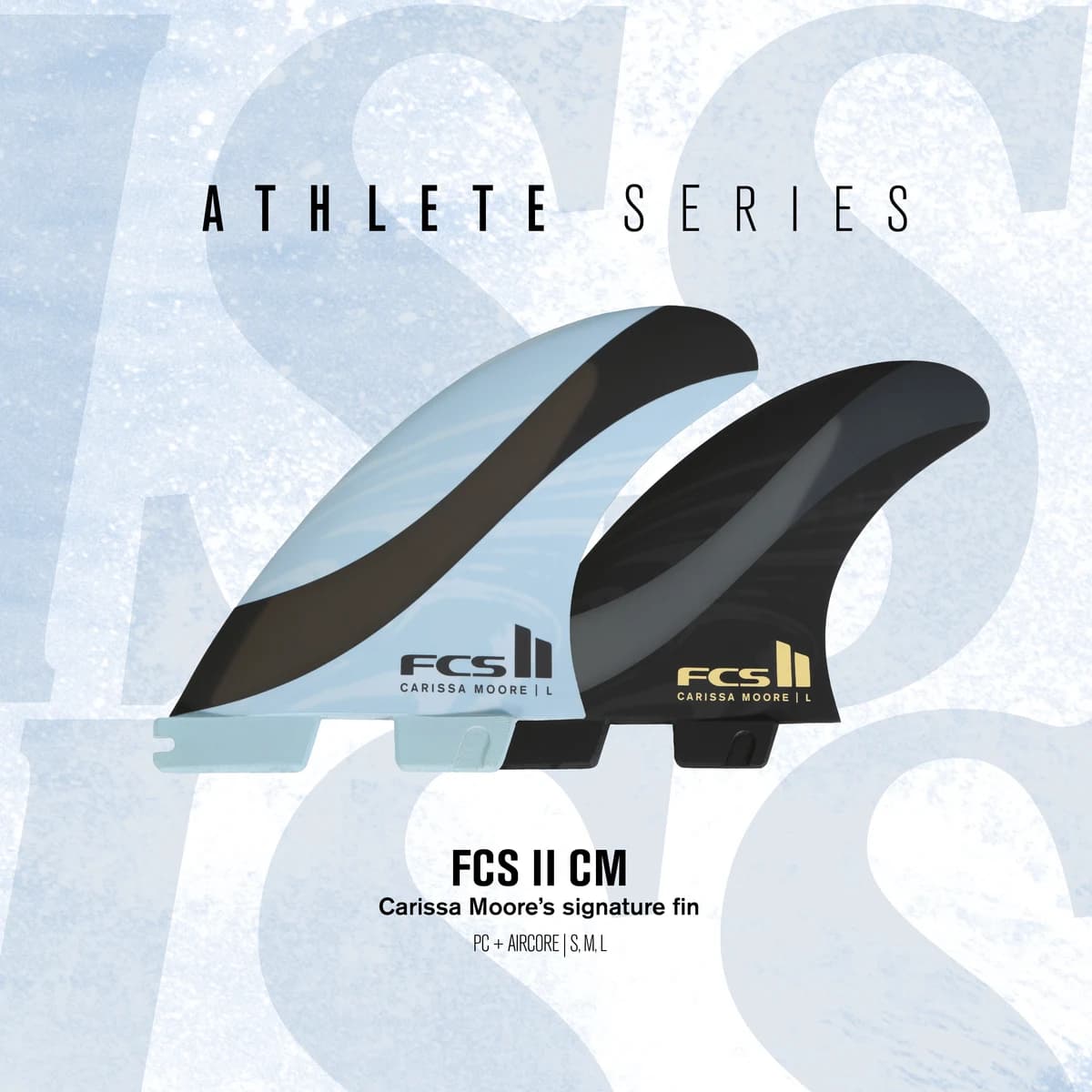 FCS FCS II Carissa Moore Signature Tri Fin Set (MED / PC + AirCore / Blue/Black) photo 4