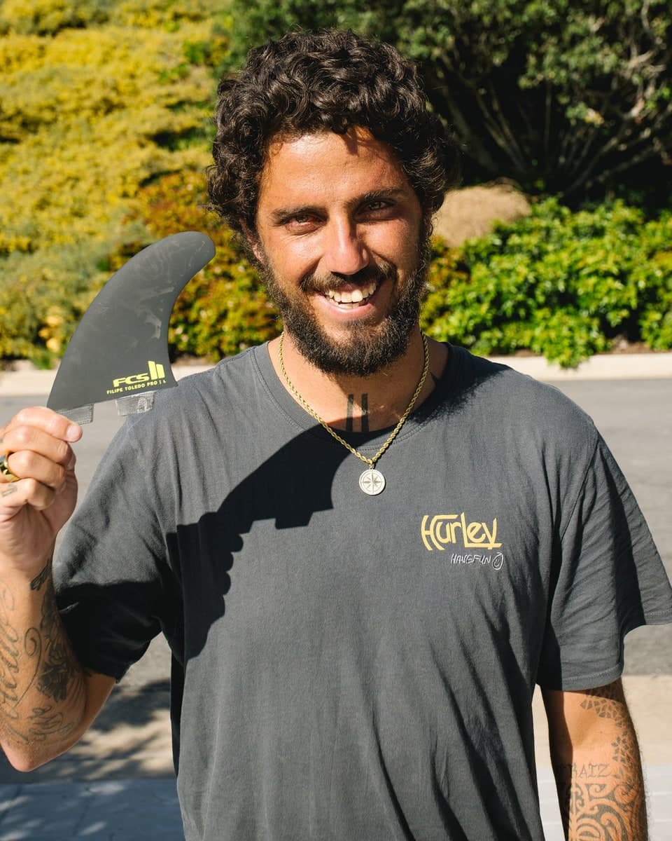 FCS FCS II Filipe Toledo PG Pro Tri Fin Set (MED / Performance Glass / Black/Acid) photo 5