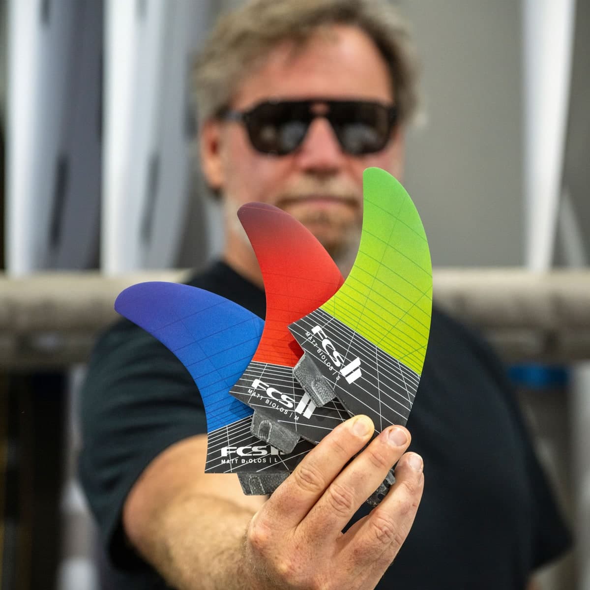 FCS FCS II Matt Biolos Tri-Quad Fin Set (LRG / PC Carbon / Blue) photo 5