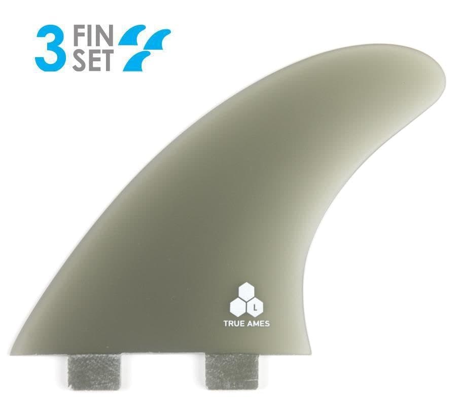 True Ames Channel Islands Tri Large - FCS Compatible (Solid Fiberglass) (smoke)