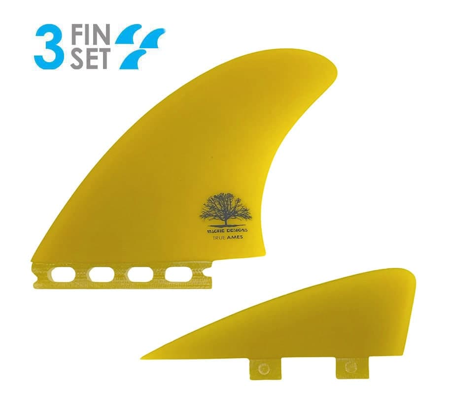 True Ames Mackie Big Twin + Trailer - Futures / FCS Compatible (Solid Fiberglass) (Yellow) fin