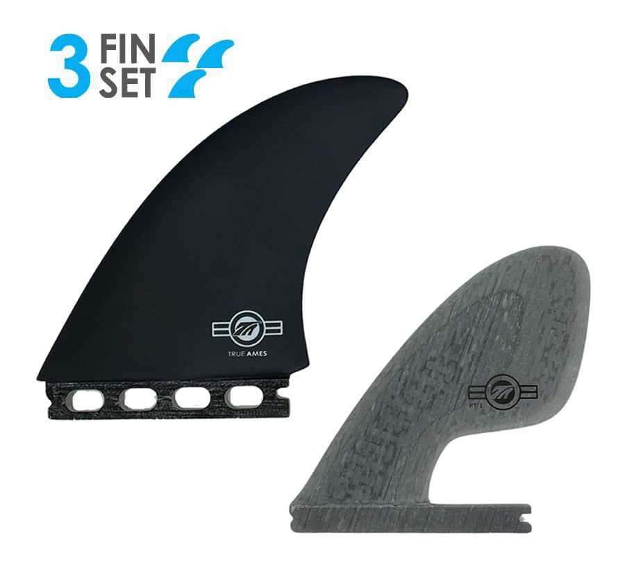 True Ames Power Trailer + Twin-Fin Set - Futures Compatible (Solid Fiberglass) (black) fin