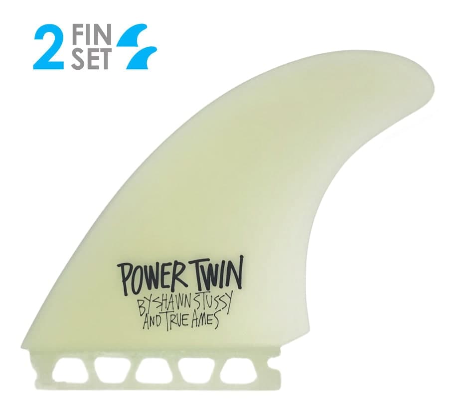 True Ames Stüssy Power Twin - Futures Compatible (Solid Fiberglass) (clear) fin