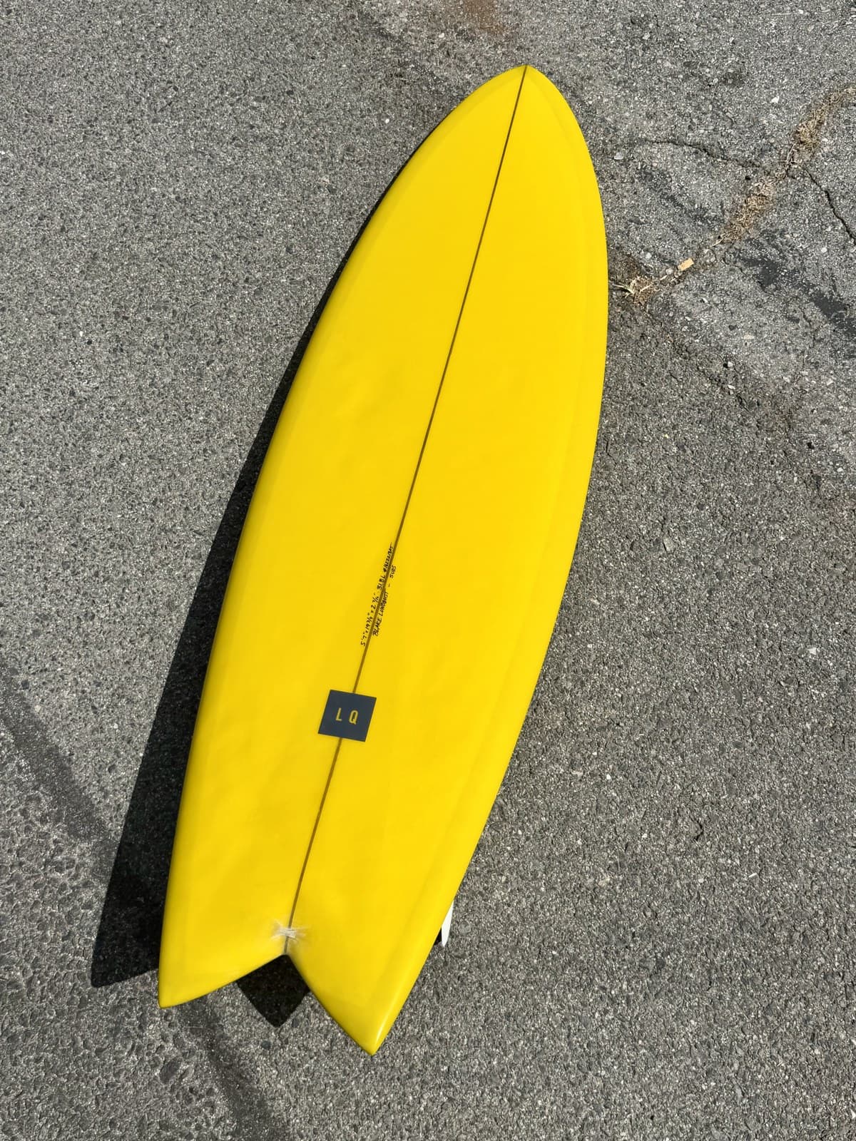 5'7" Suds in the Lundquist Surfboards shop