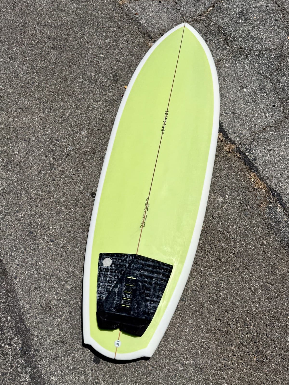 5'7" Aardvark in the Lundquist Surfboards shop